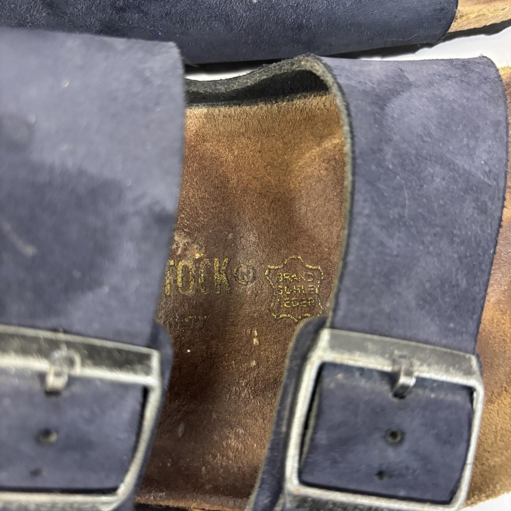 Birkenstock Arizona Sandals Womens 8 39 Blue Suede Shoes Comfort Cork Germany - Picture 9 of 13